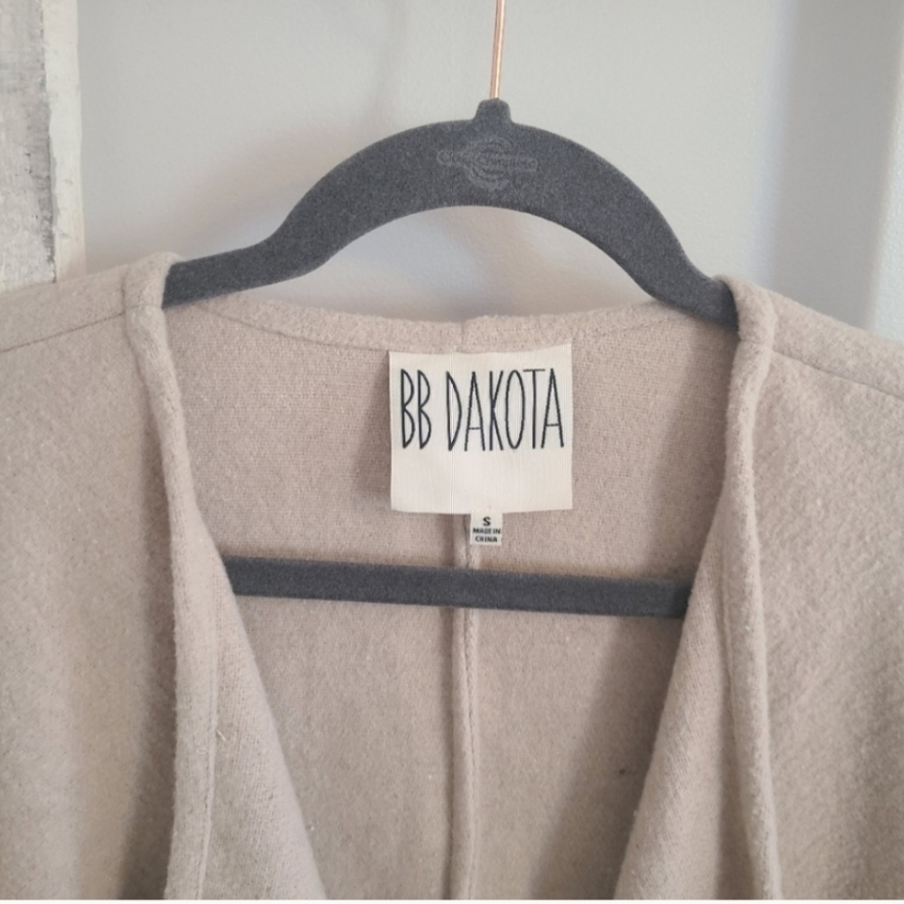 BB Dakota cardigan coat womens small wool blend colorblock fringe - Picture 3 of 5